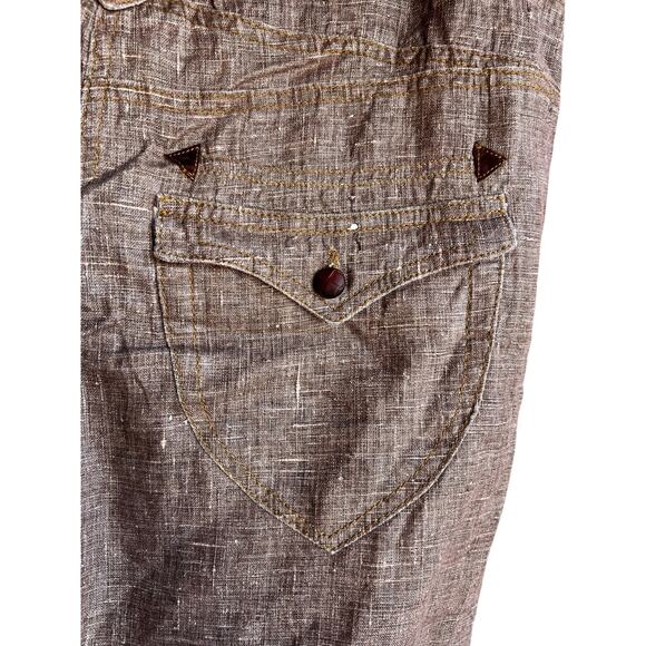 Raison D'etre Women's Pants Wide Leg 100% Linen Brown Pockets Size 31 NEW - Picture 8 of 11